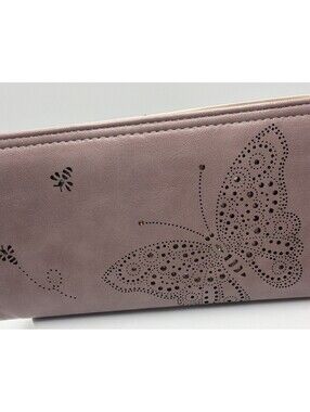 Women Ultra Slim Thin Compact Clutch/Long Wallet For Women Pink Butterfly & Bees